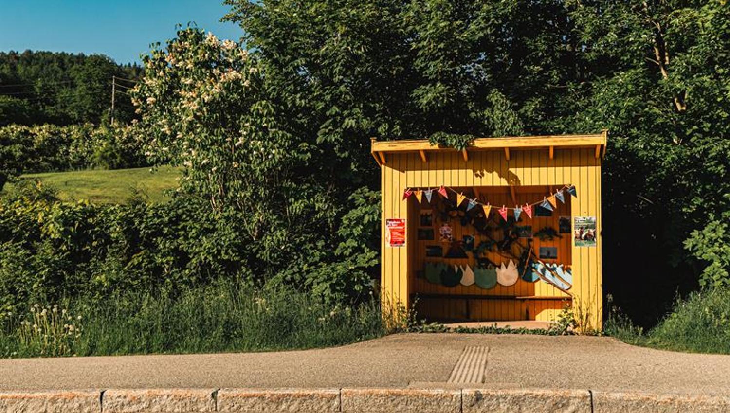 Decorated bus stop