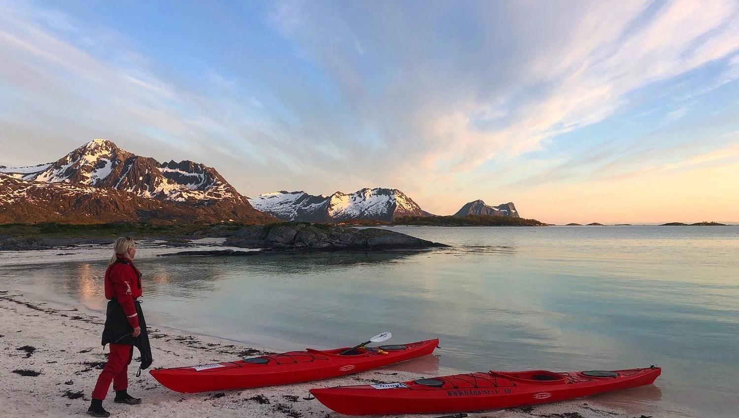 kayaks on the beach