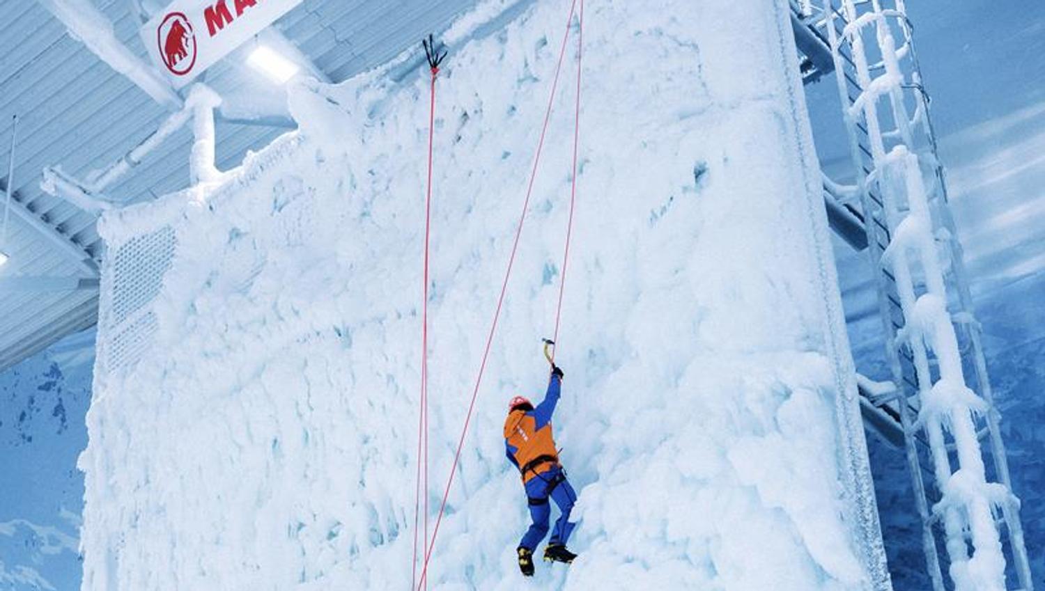 Like to try something new? Climb the ice wall at SNØ!