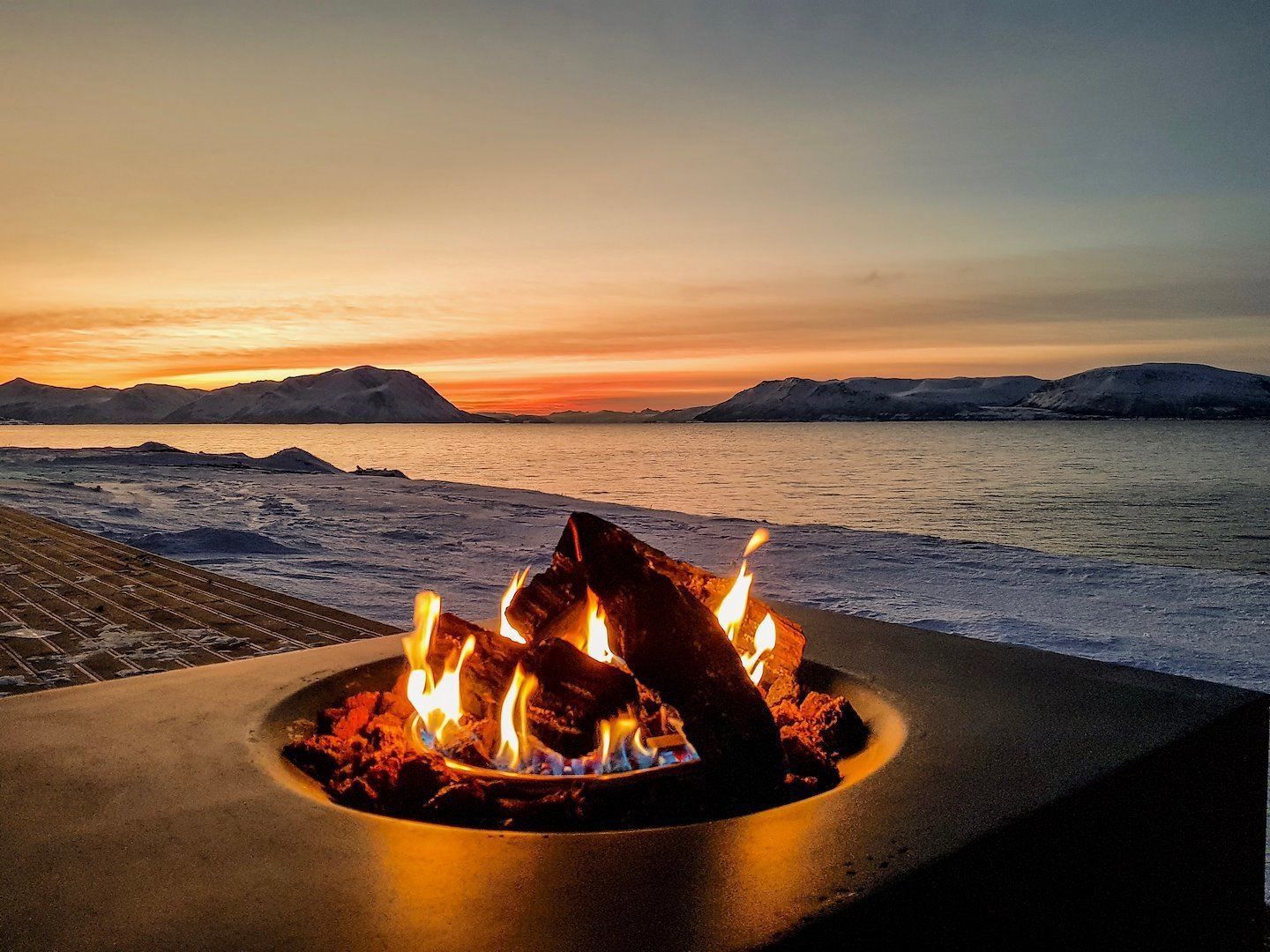 A bonfire near the beach