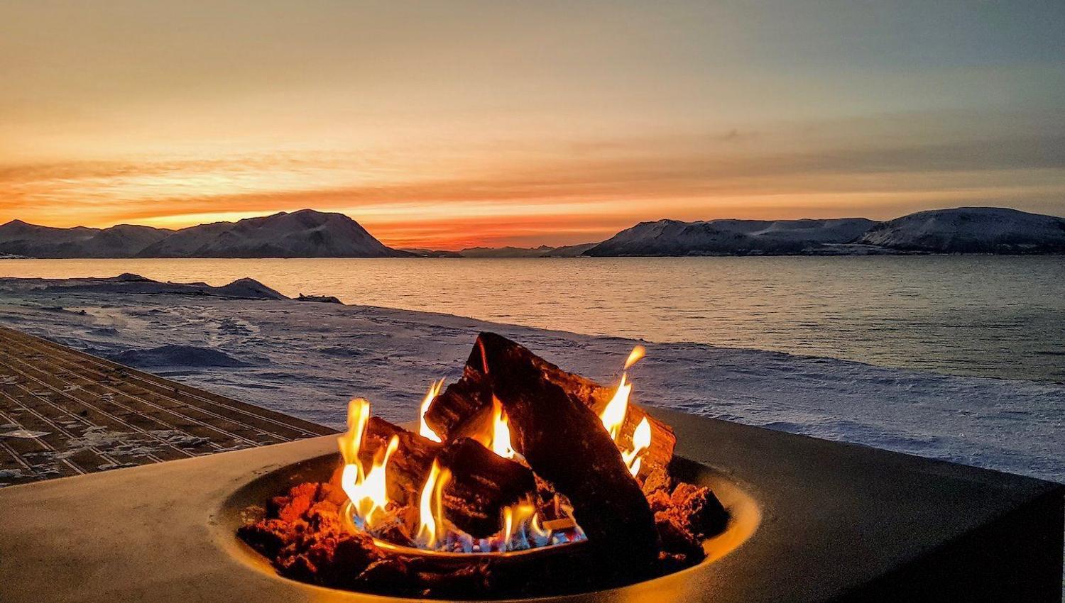 A bonfire near the beach