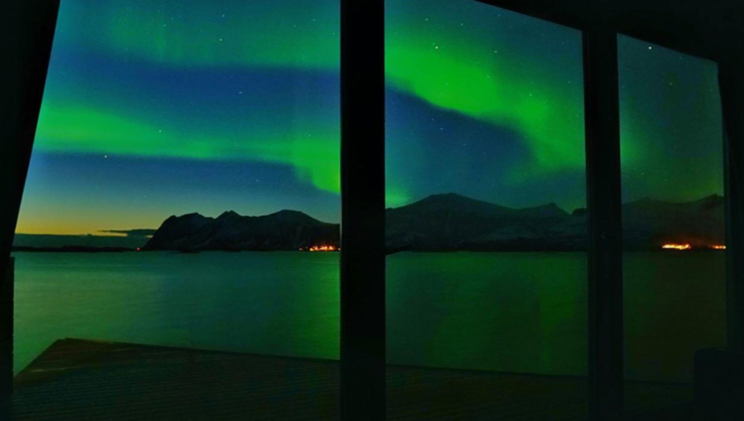 Northern lights outside the windows