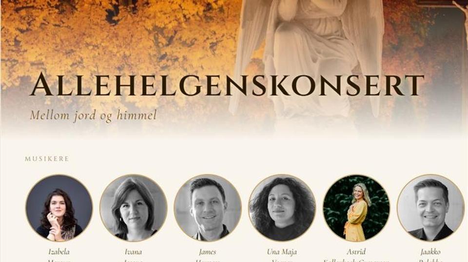 Annonse om konsert med bilder av musikere