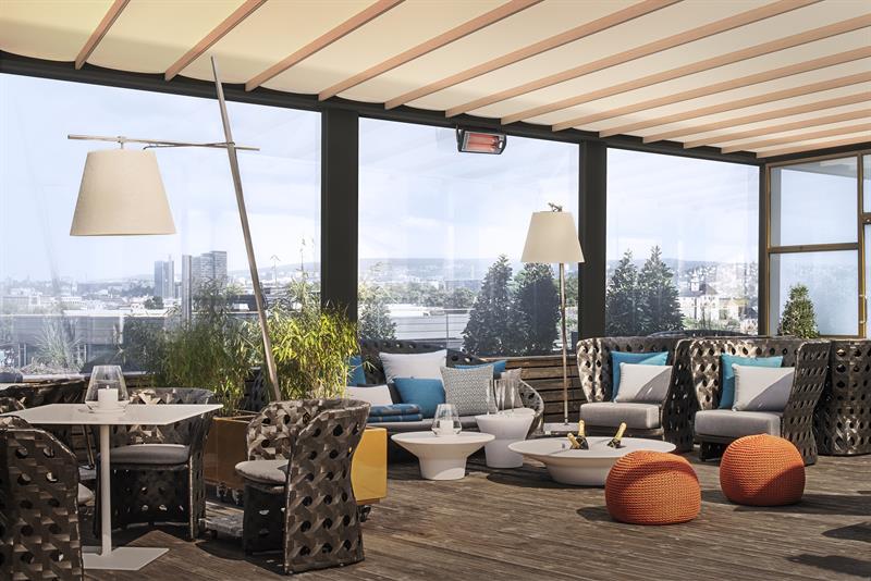 lounge area on the rooftop