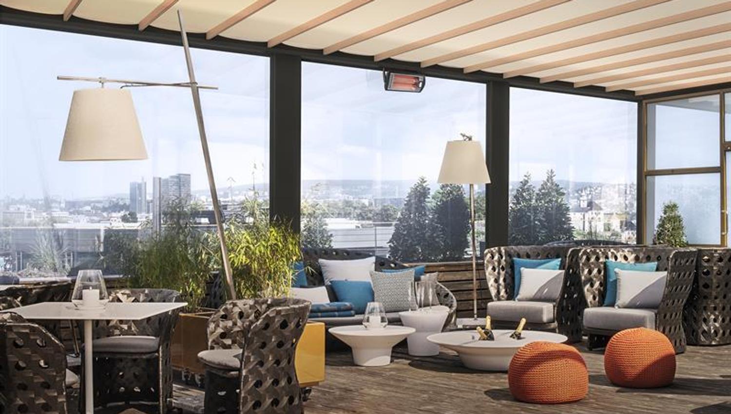 lounge area on the rooftop