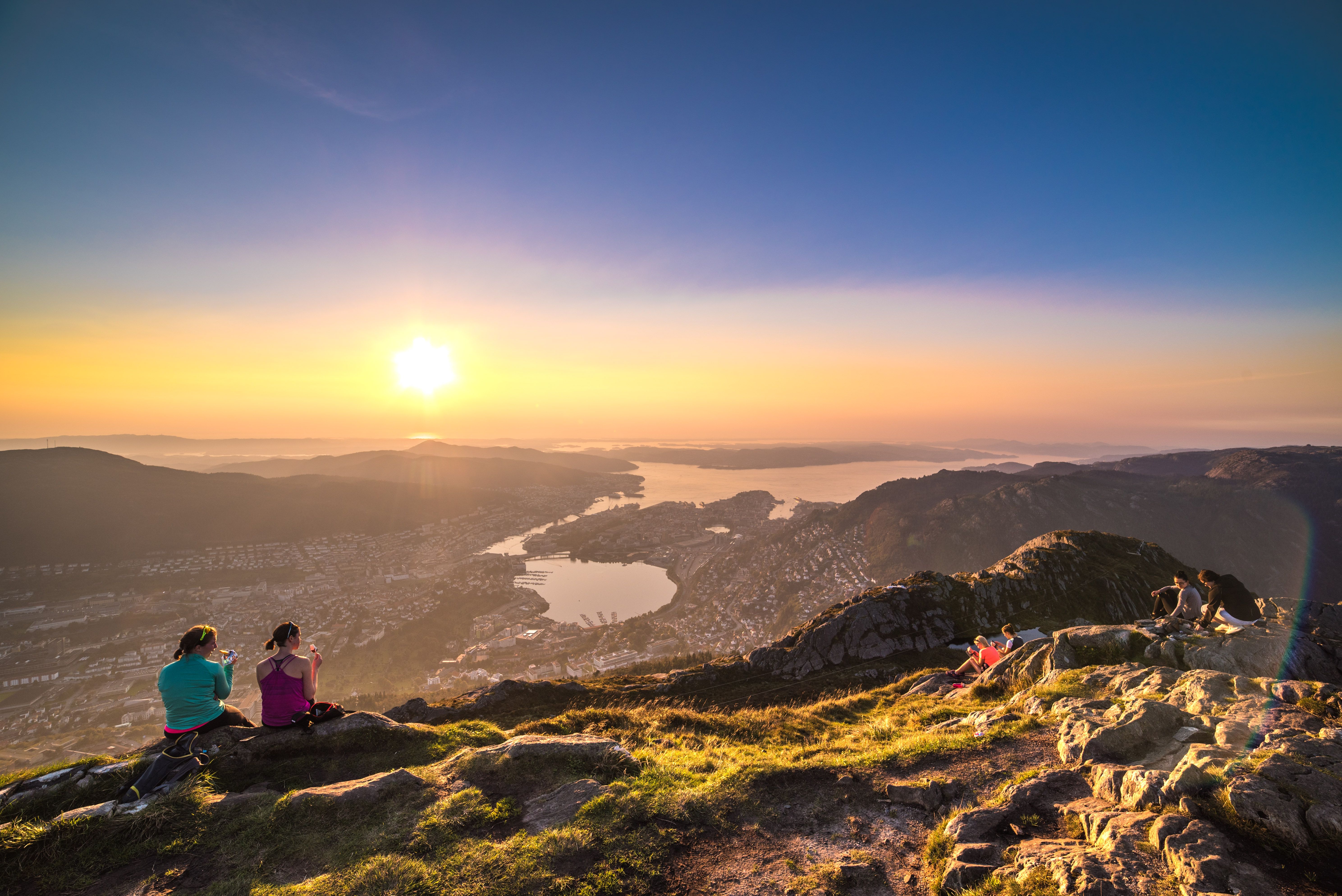 Summer sunset with view to Bergen City