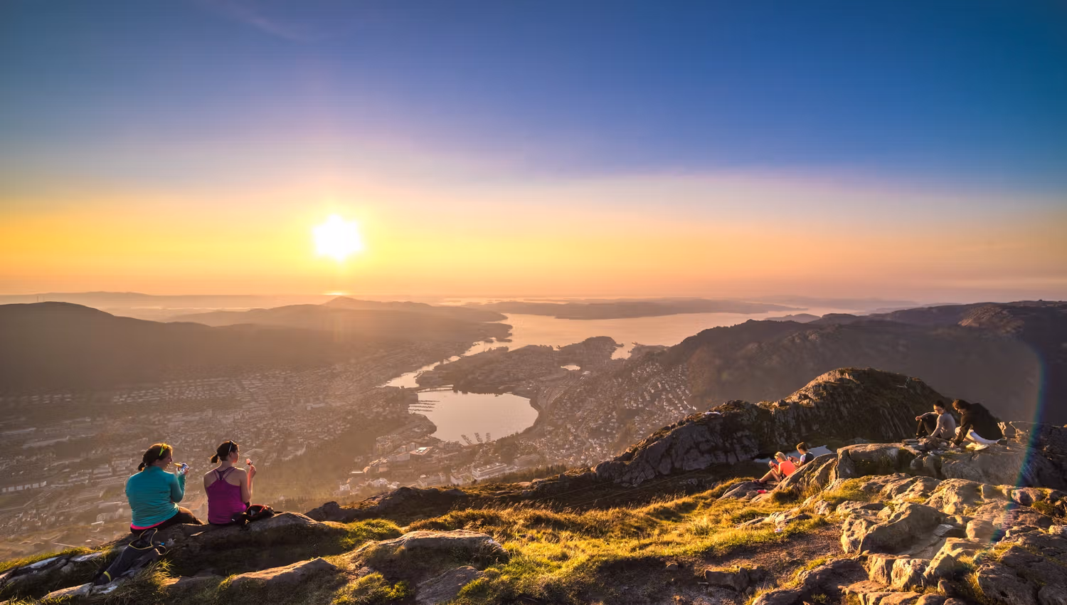Summer sunset with view to Bergen City
