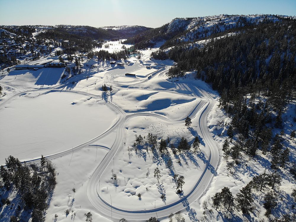 cross-country trails at the Gautefall biathlon in winter 