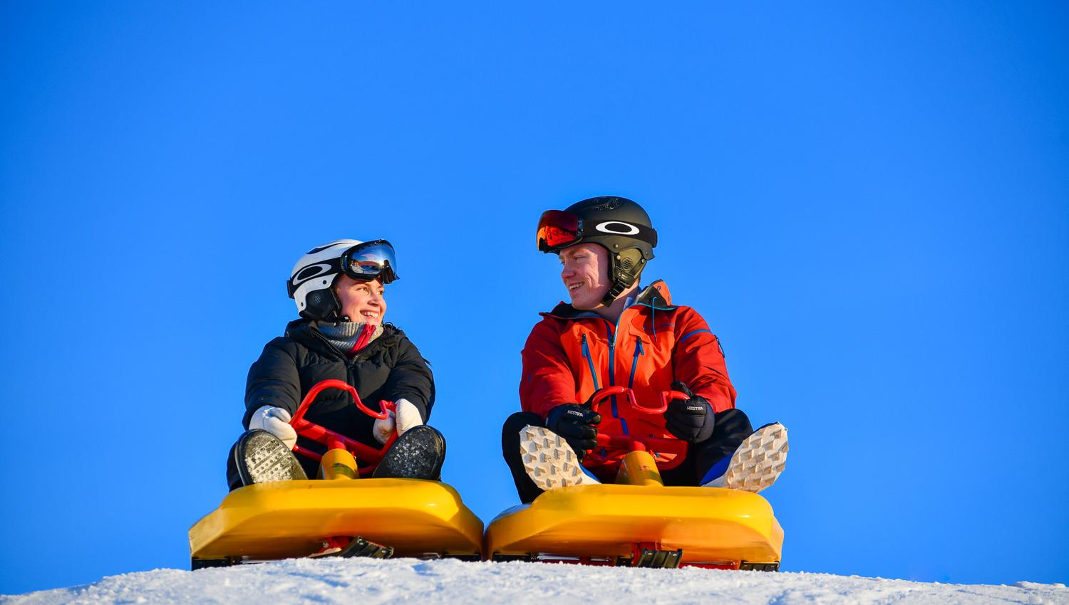 Tobogganing in Kanthaugen Lillehammer