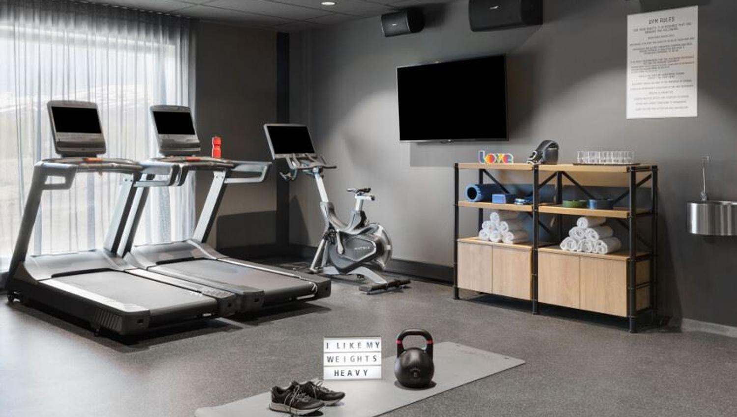 Gym at Moxy hotel.