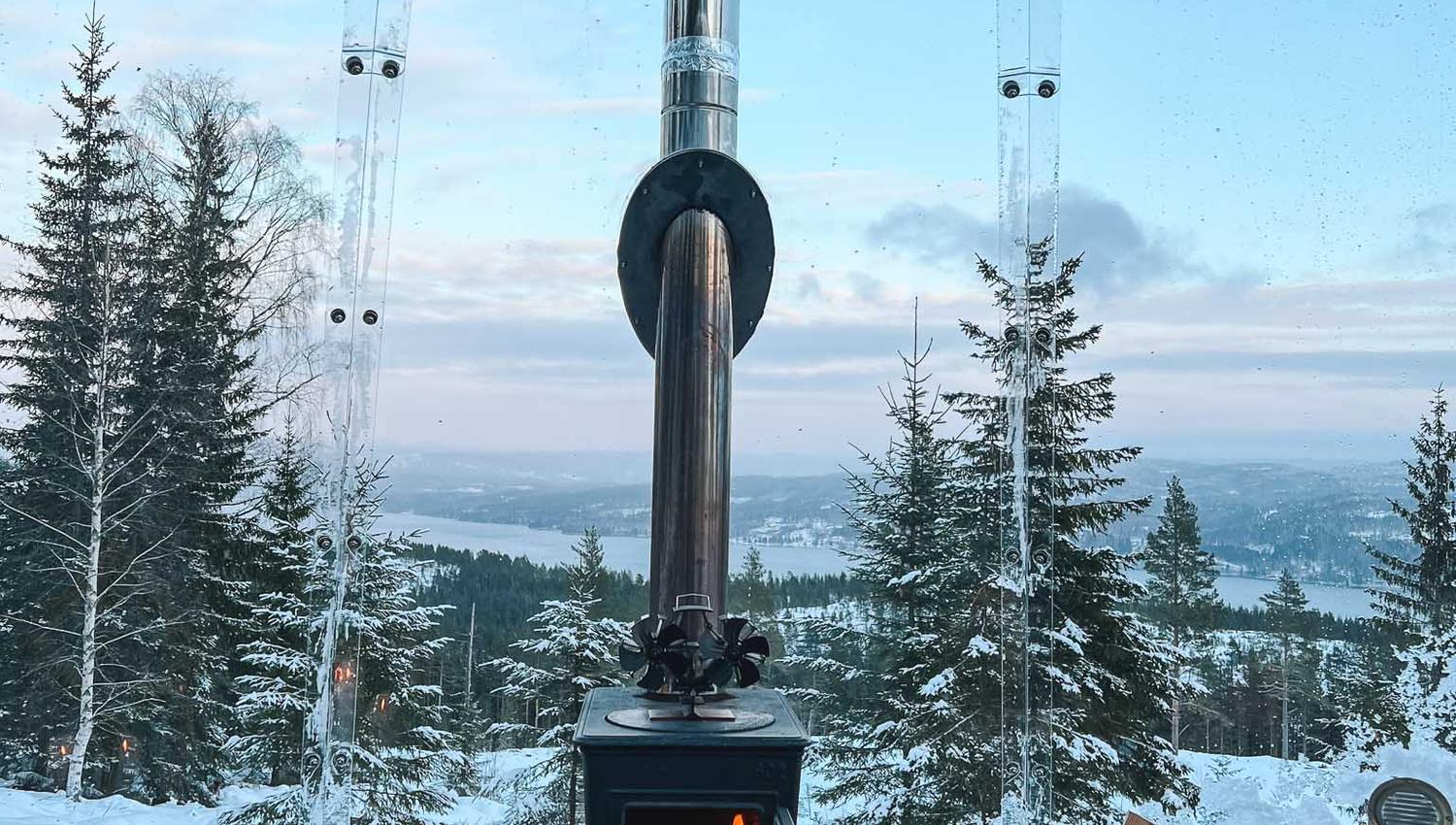 The wood-burning stove heats up well during winter