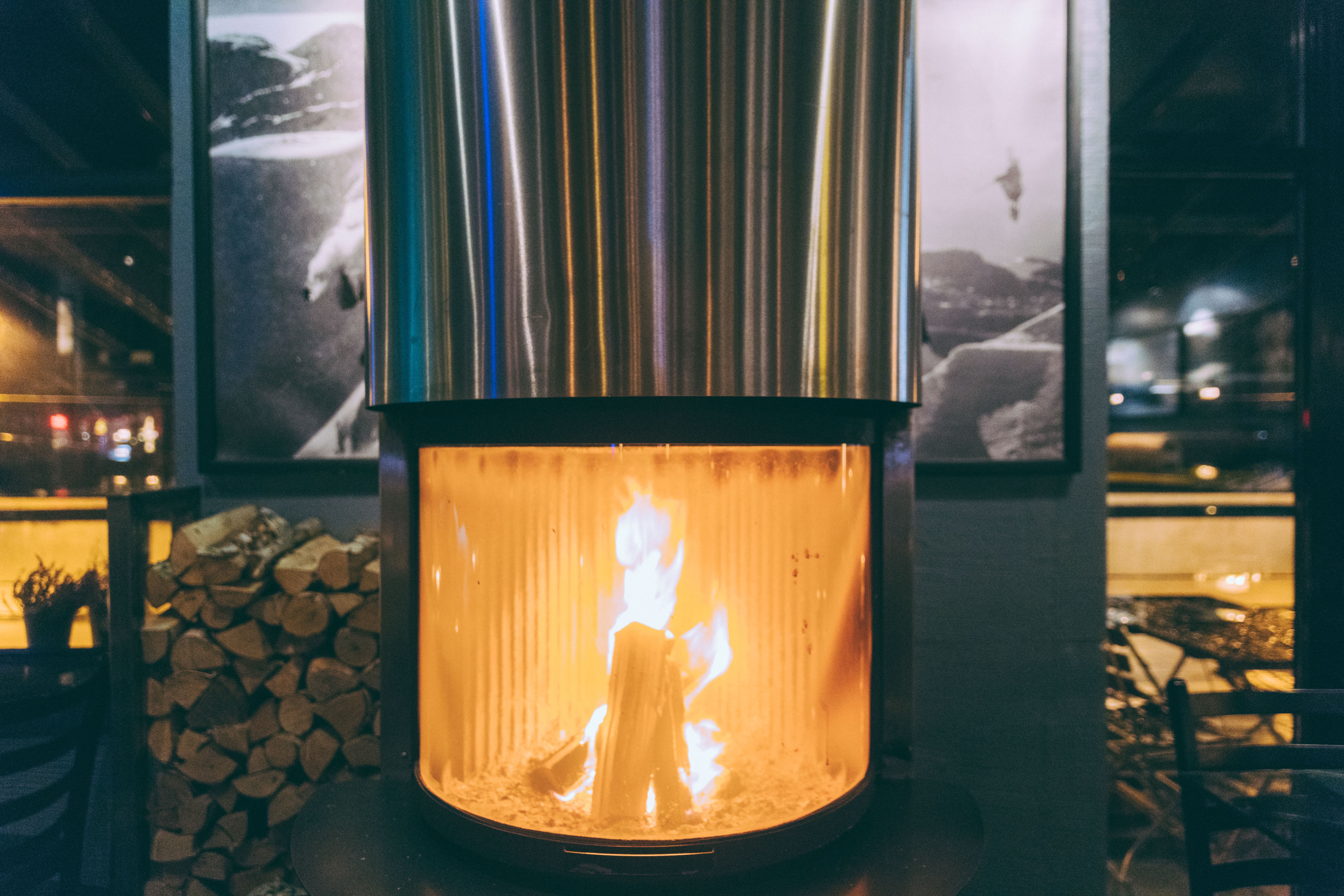 Warm and cozy by the fireplace