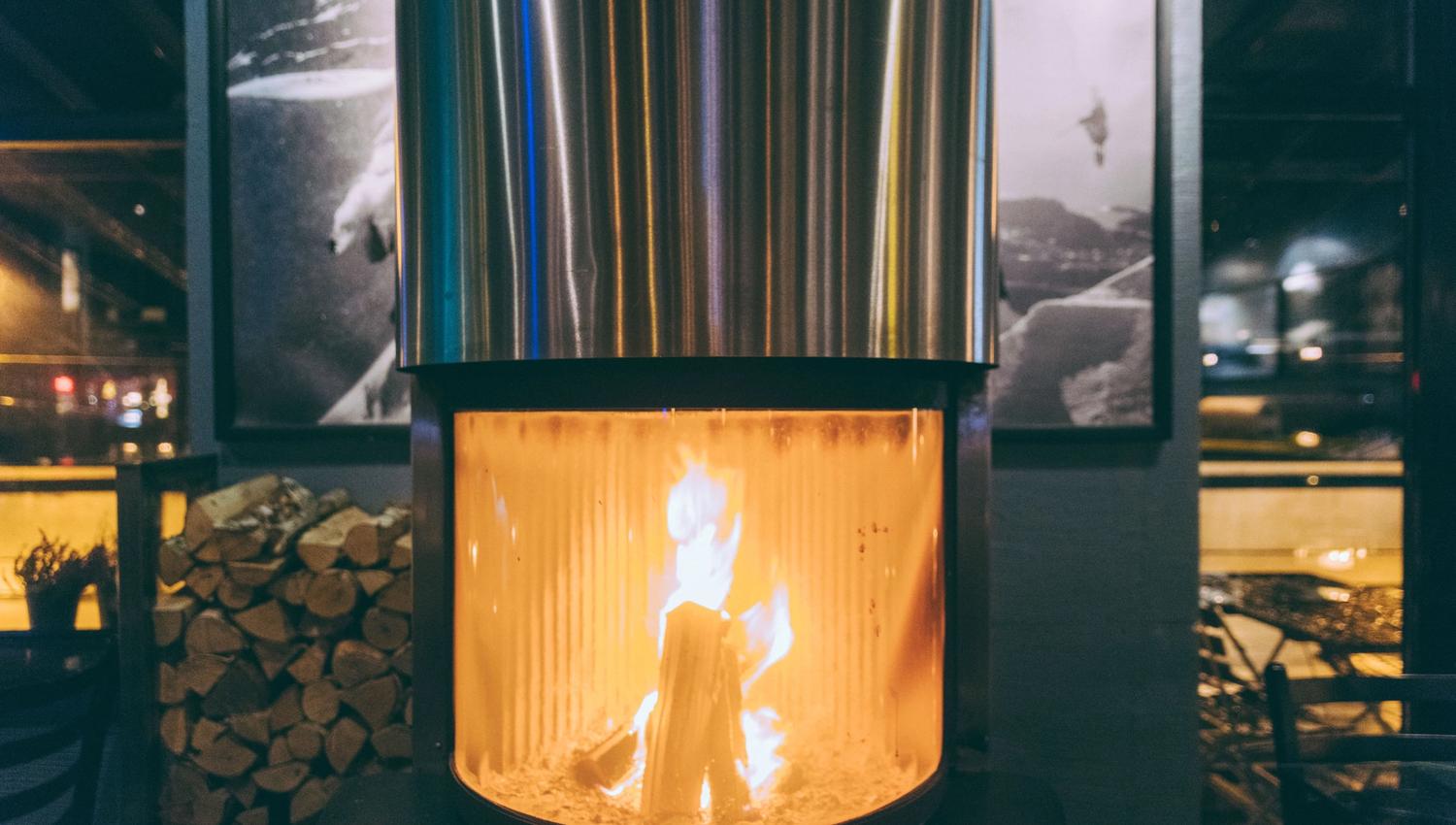 Warm and cozy by the fireplace
