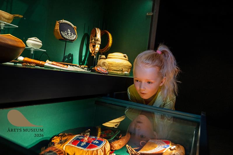 Girl looking at the museum exhibition