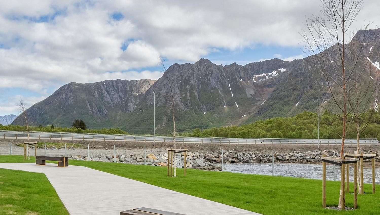 Gangsti med utsikt til fjellet