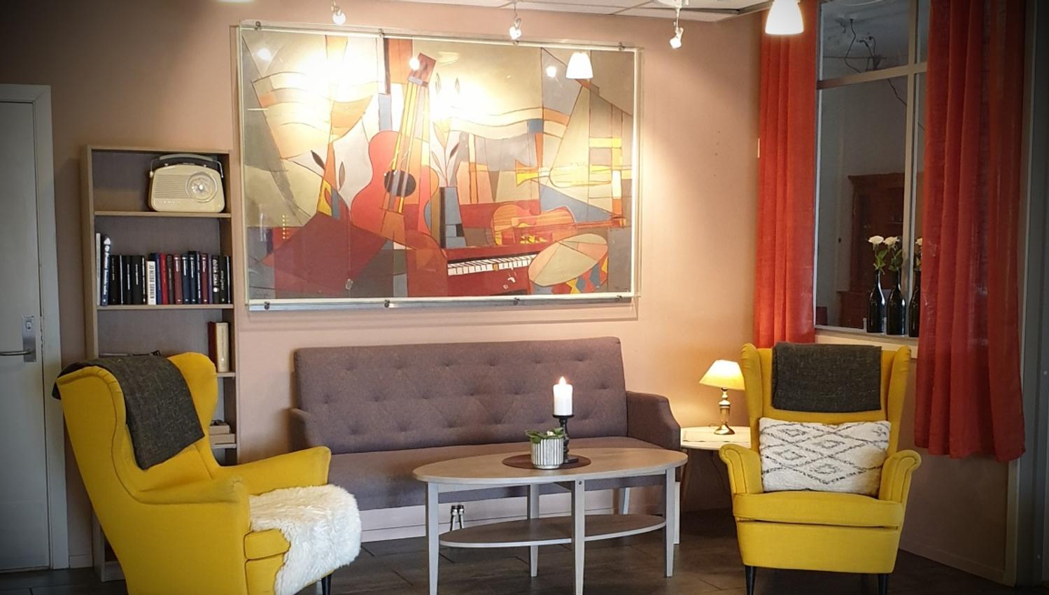 Mange sitteområder på Malm hotell