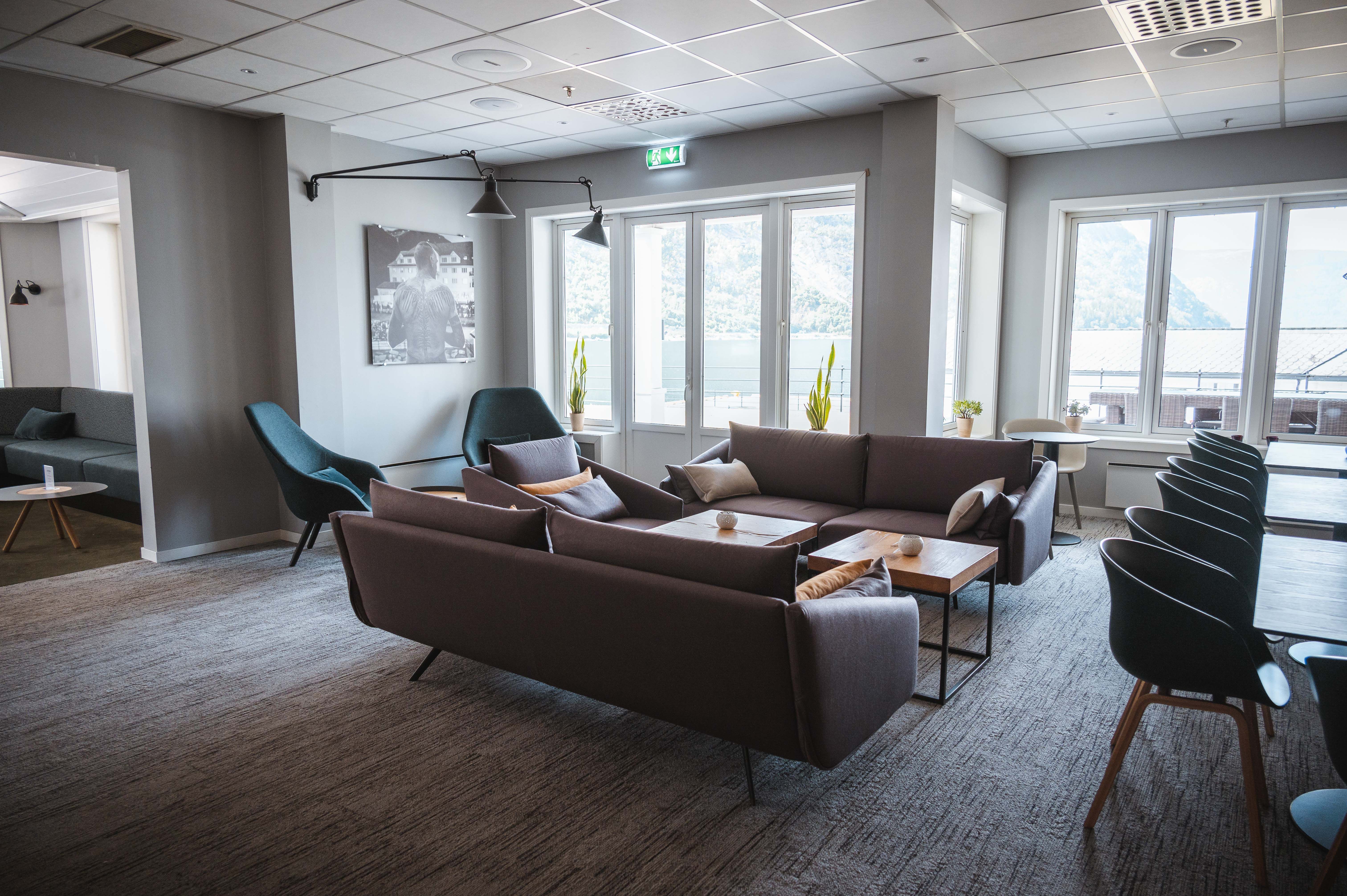 A lounge area inside the bar.
