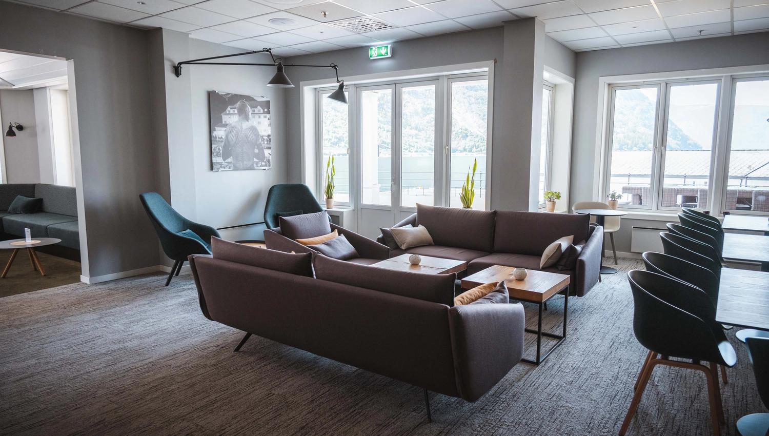 A lounge area inside the bar.