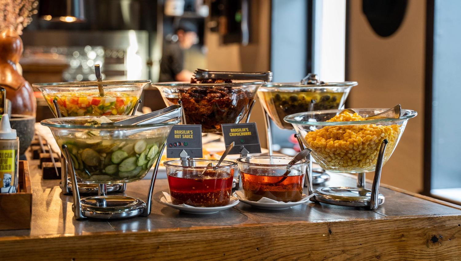 Sauces and salats at the buffet