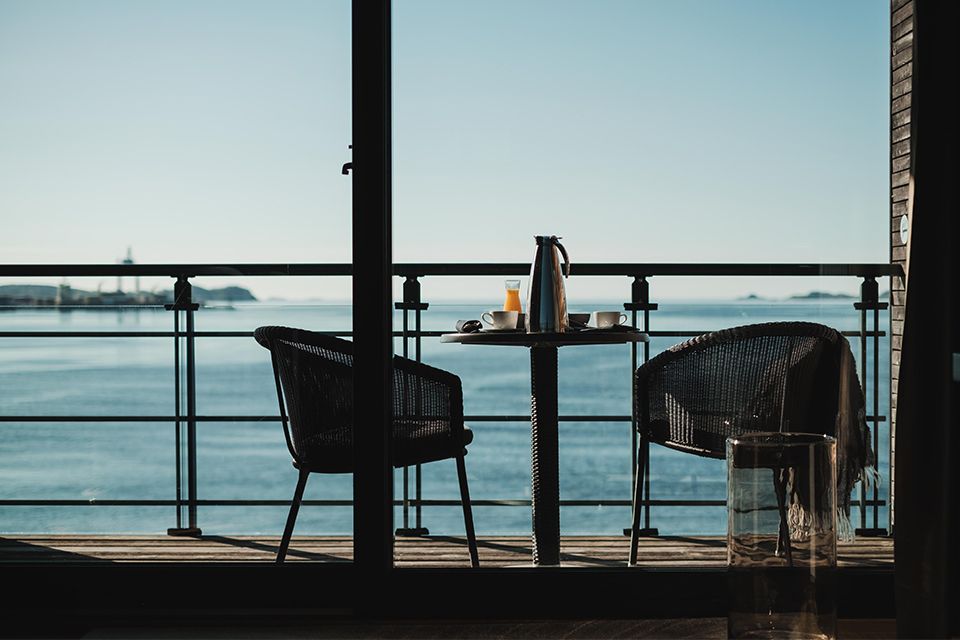 Views from hotel room with ocean view