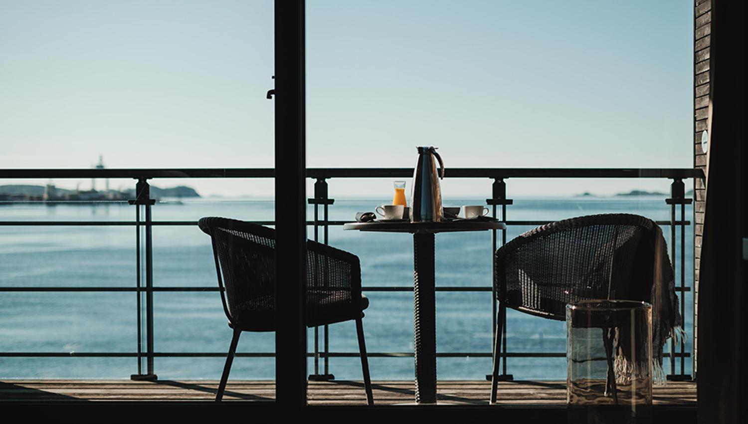 Views from hotel room with ocean view