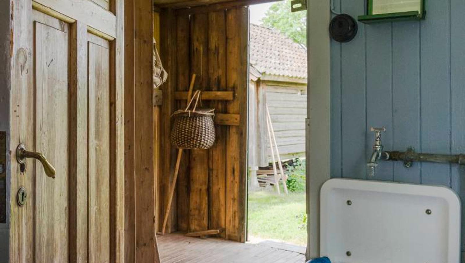 a doorway from inside to the outside.