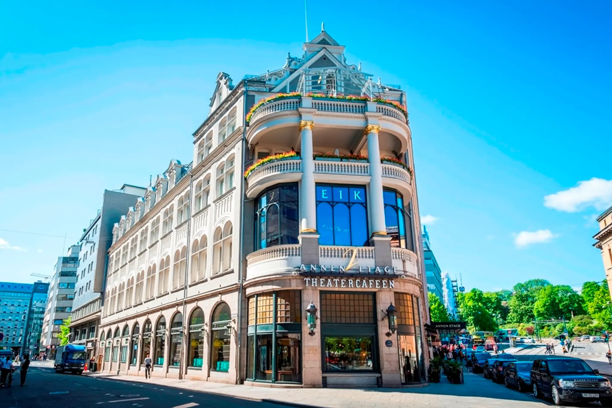 Street view Hotel Continental, Oslo. 19th century architecture. Photo