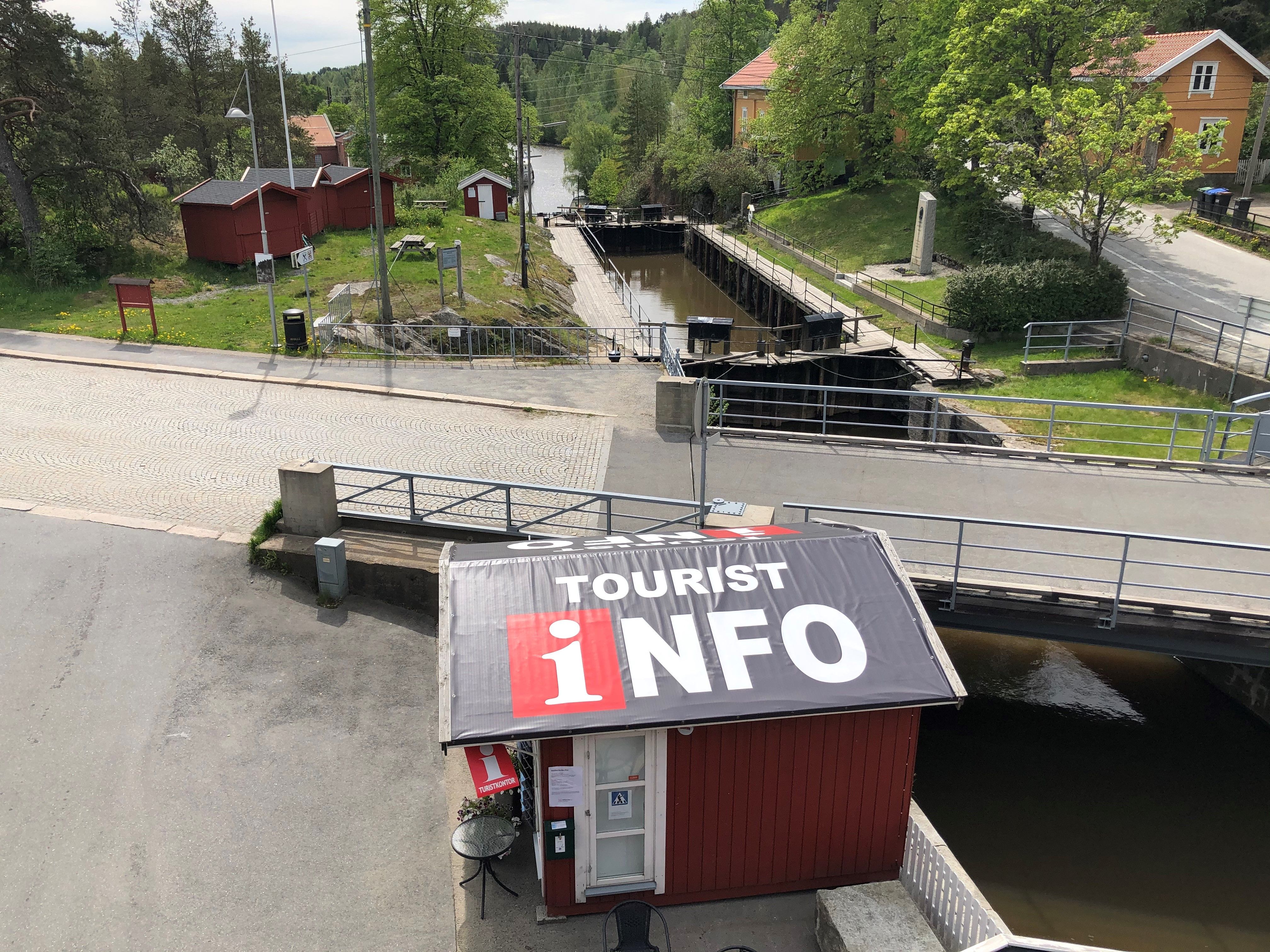The tourist information before the season seen from the air - calm before the storm