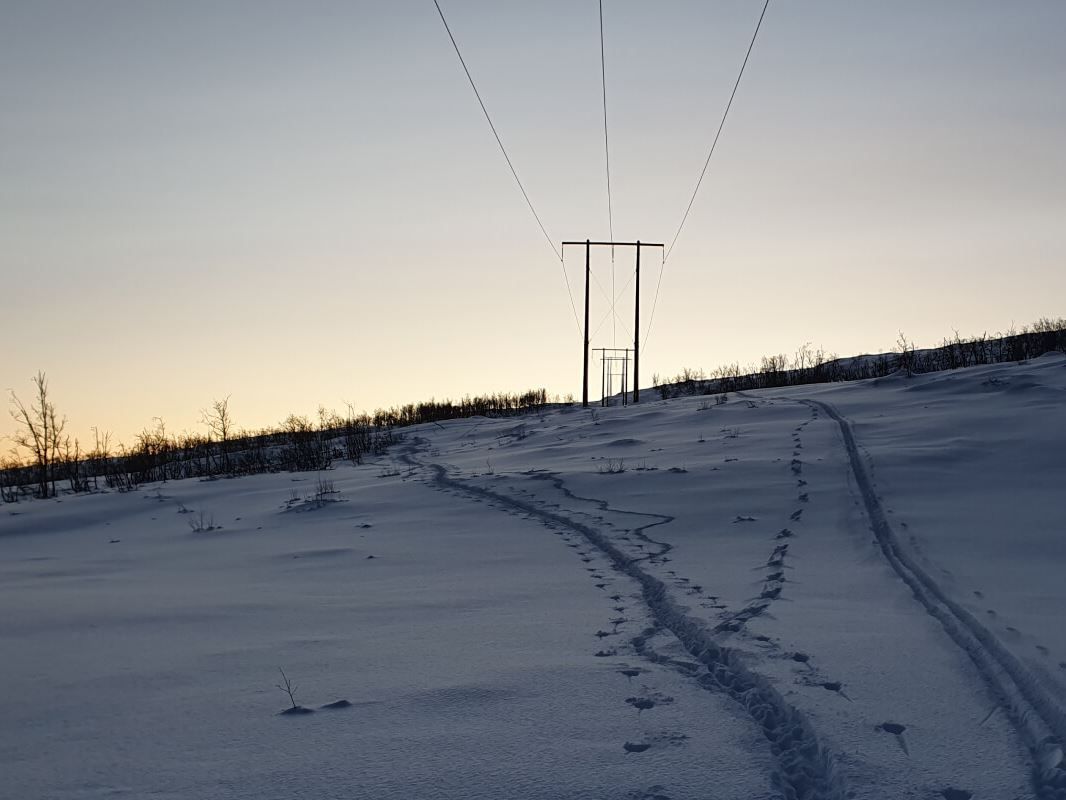 Skisporene opp fjellet