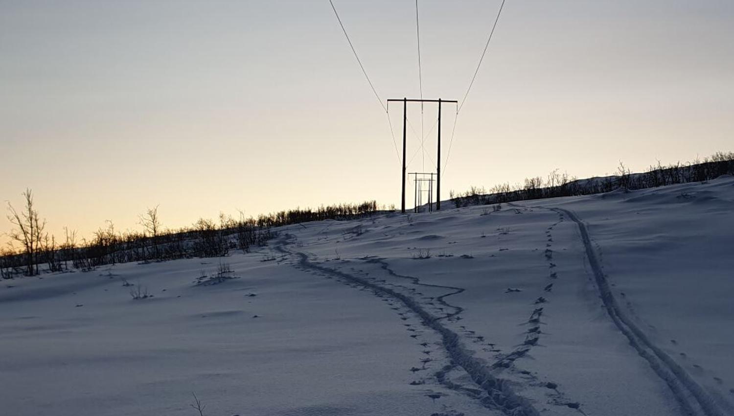 Skisporene opp fjellet