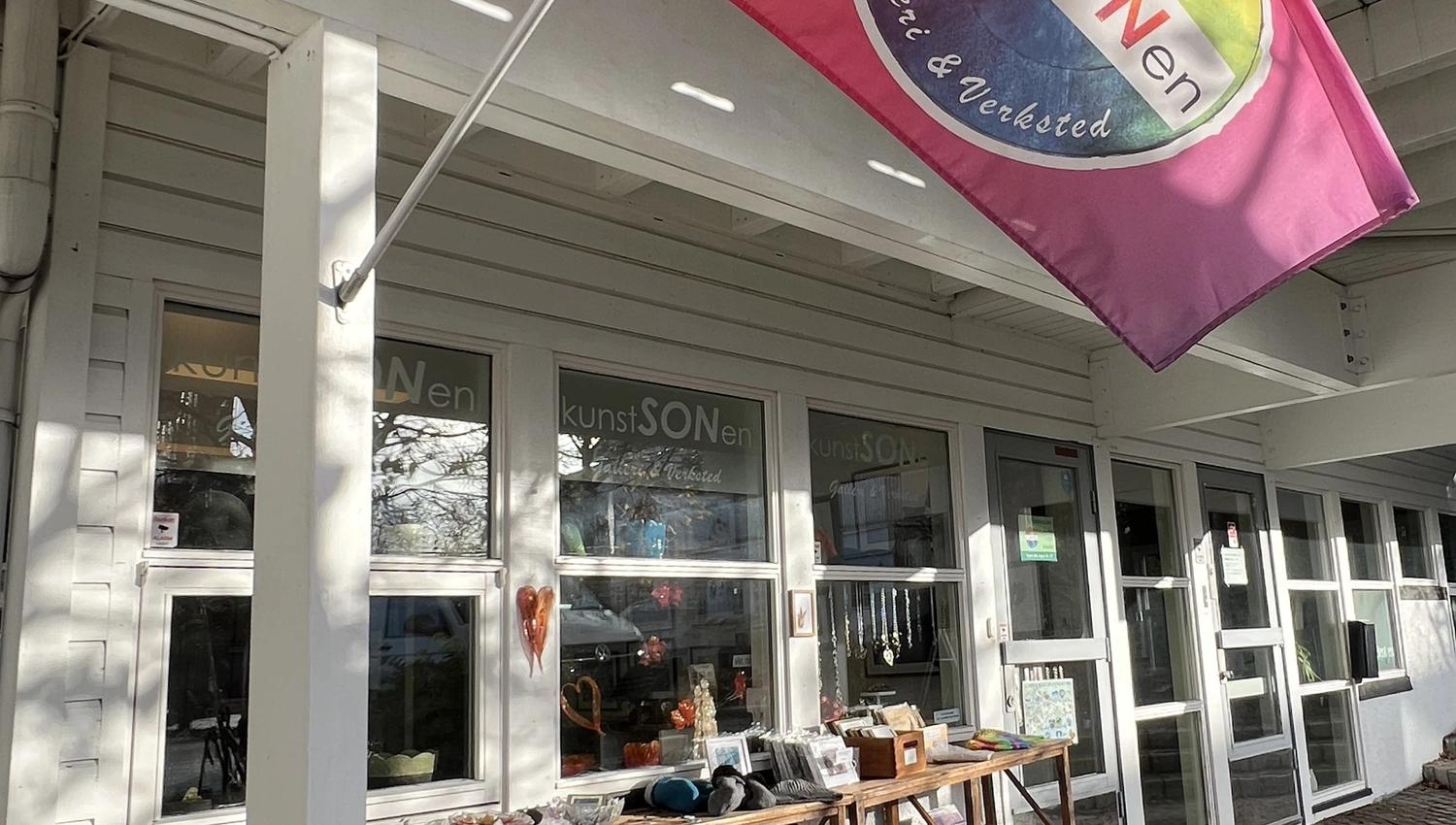 front of shop