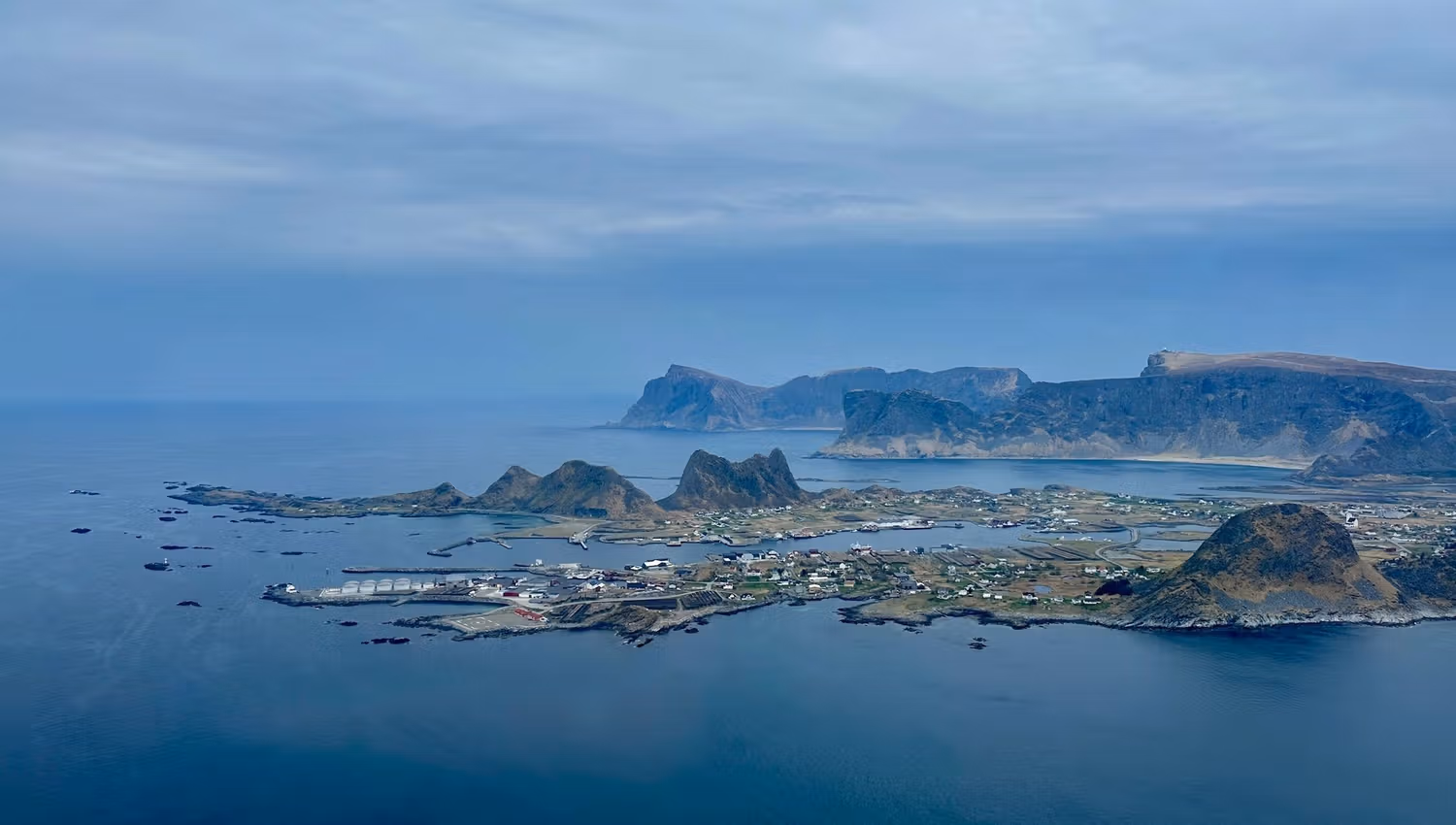 Værøy seen from the helicopter