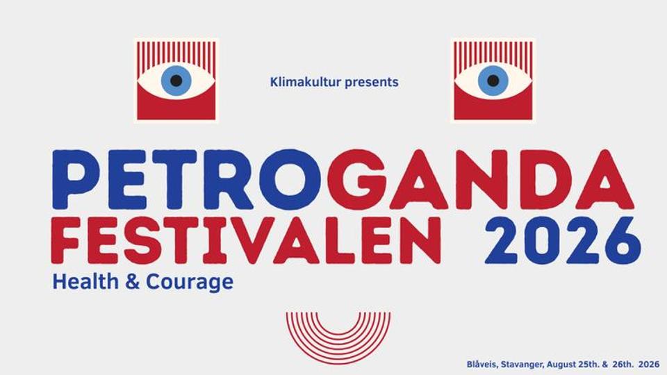 Advert for Petrogandafestivalen written in red and blue letters