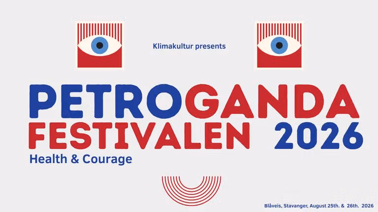Advert for Petrogandafestivalen written in red and blue letters