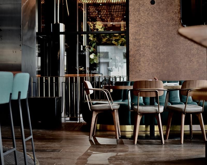 Seating at the entrance of Hub Bar