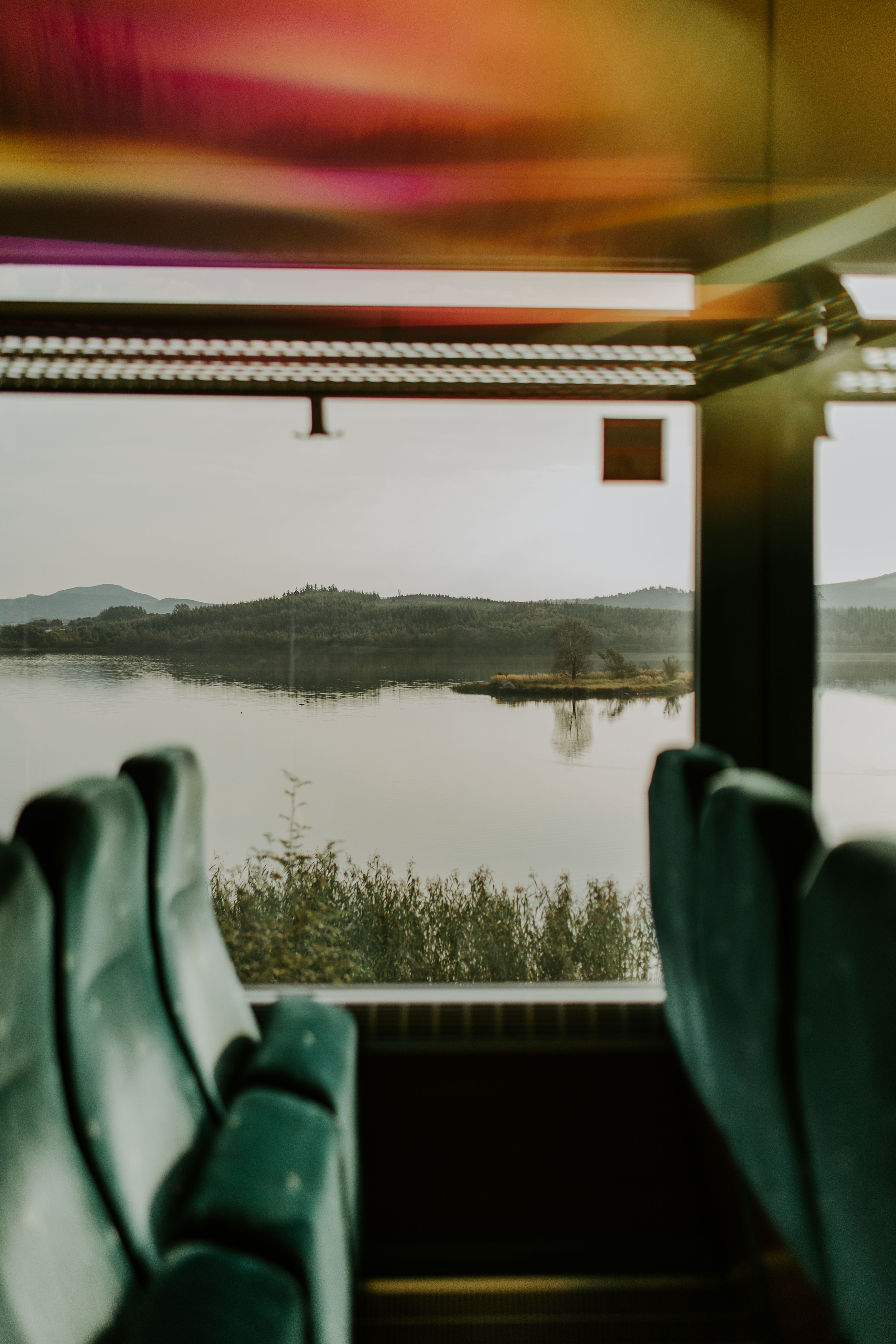 Seats with views on the local train Jærbanen