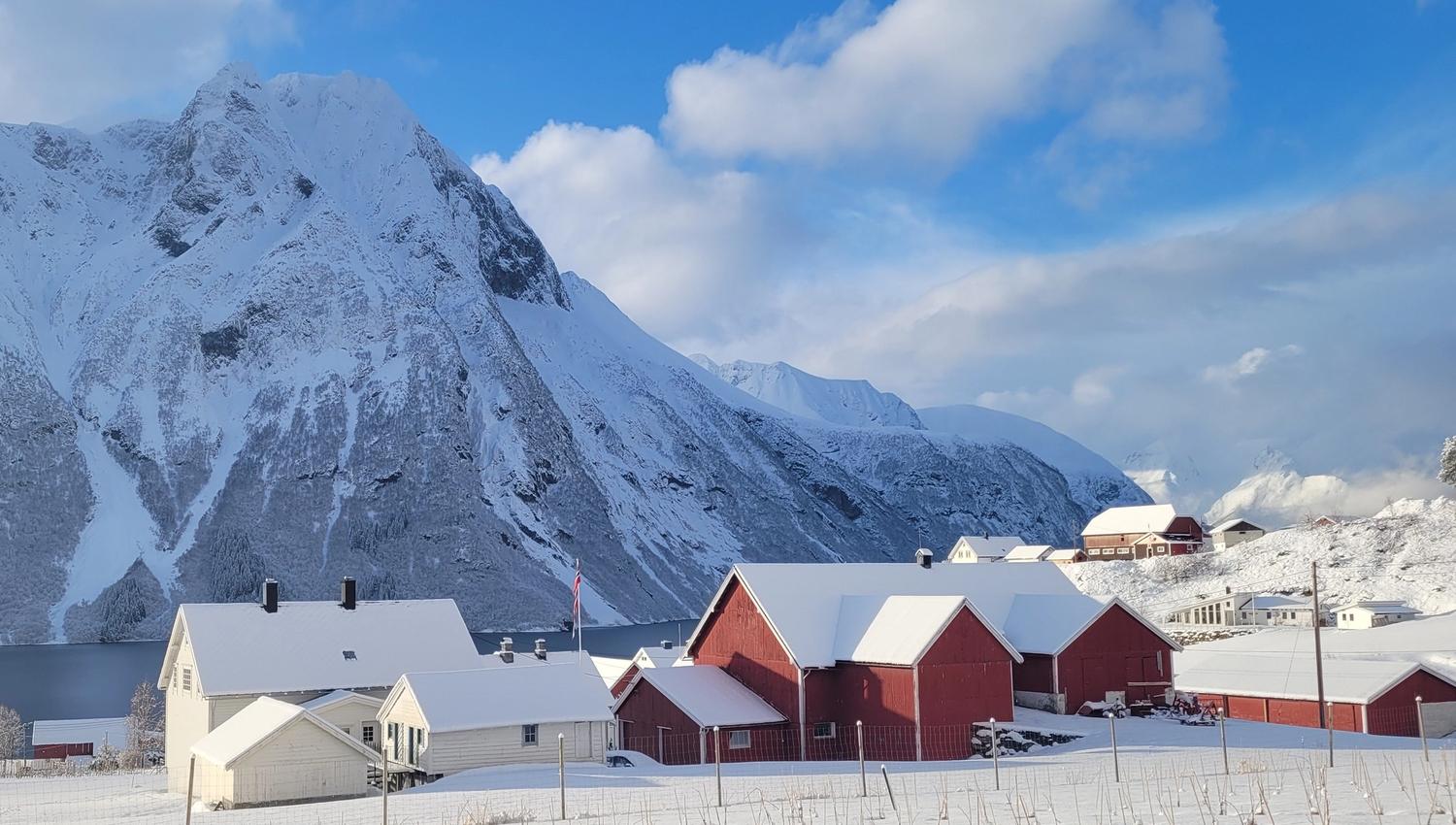 Haula Vineyard i vinterdrakt i Hjørundfjorden