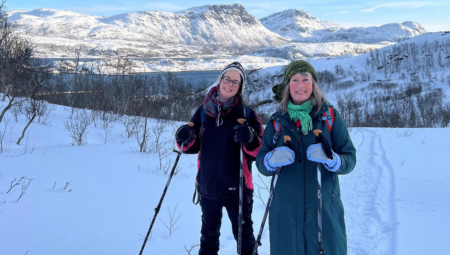 Snowshoeing in beautiful winter landscapes
