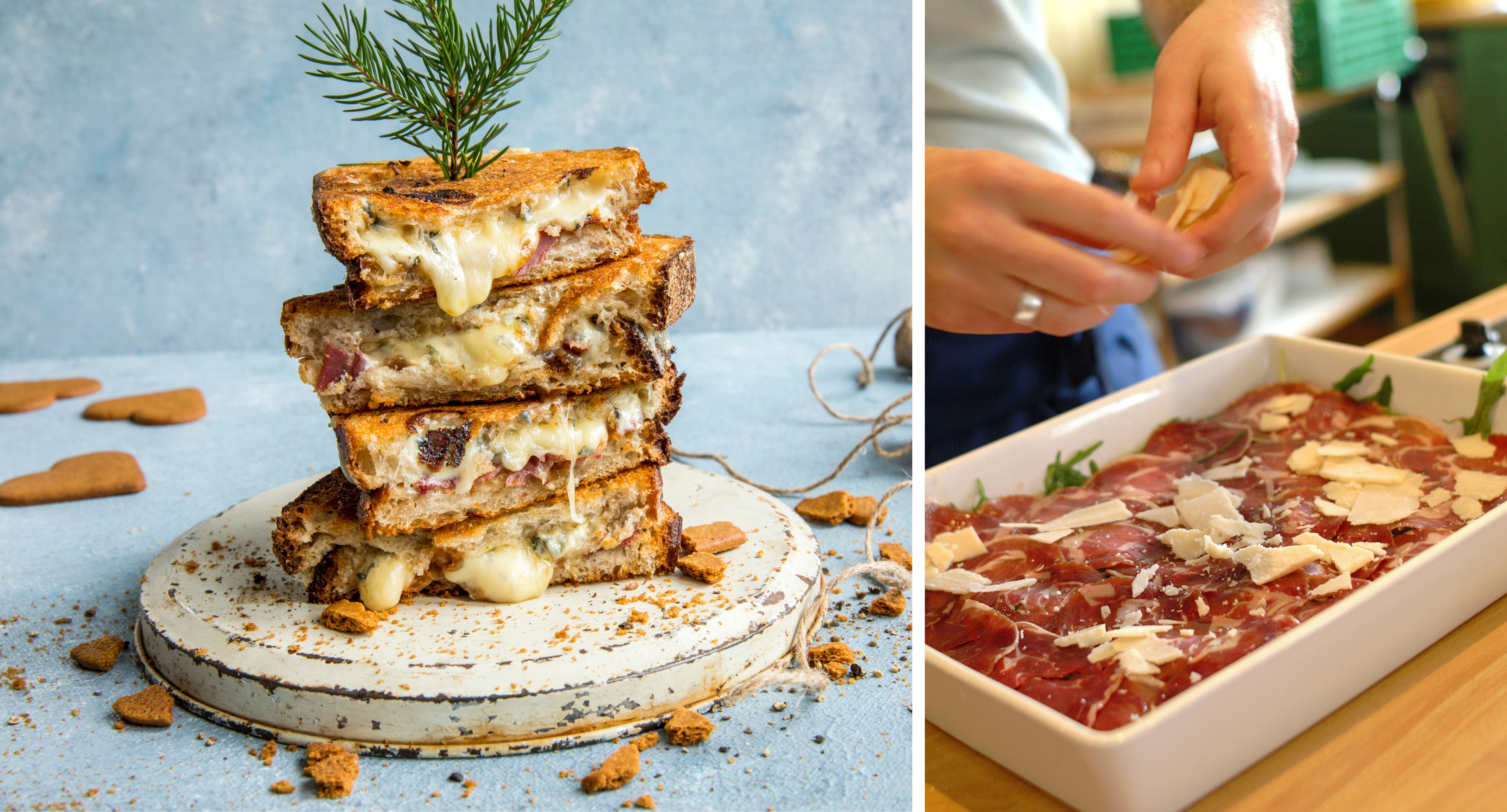 Toast with fenalår and carpaccio with fenalår