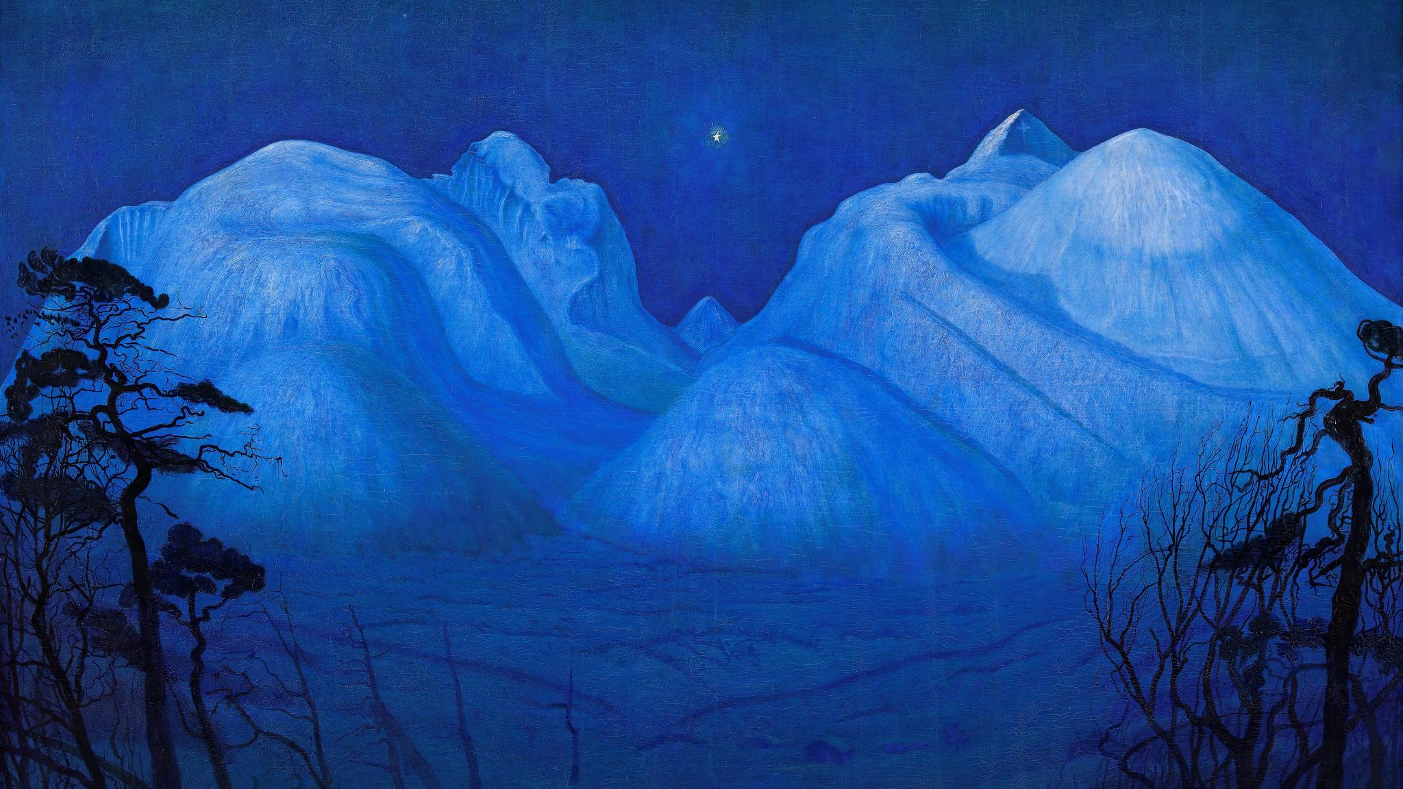 Målningen "Vinternatt i Rondane" av Harald Sohlberg