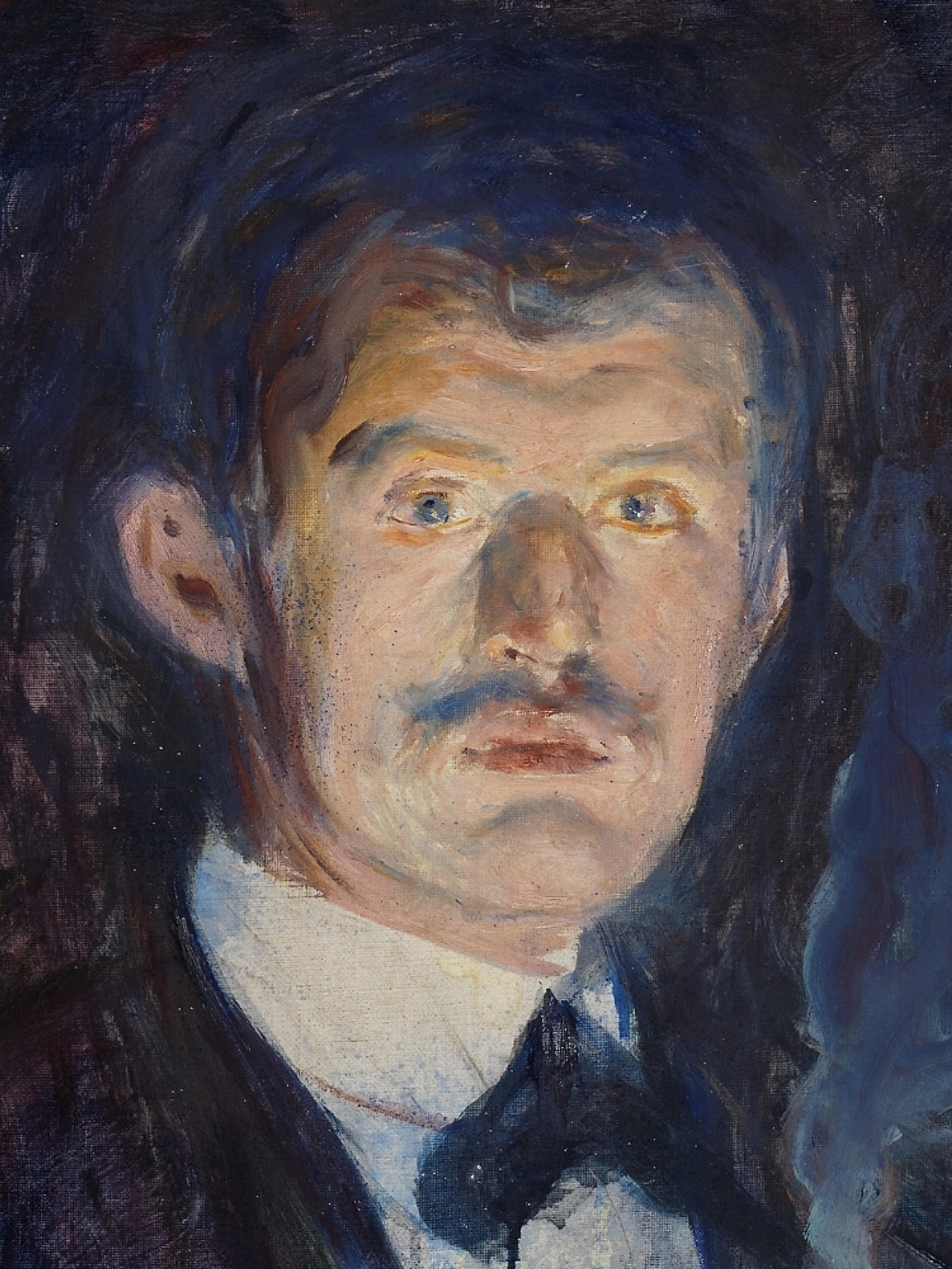 Selvportrett av Edvard Munch som holder en sigarett