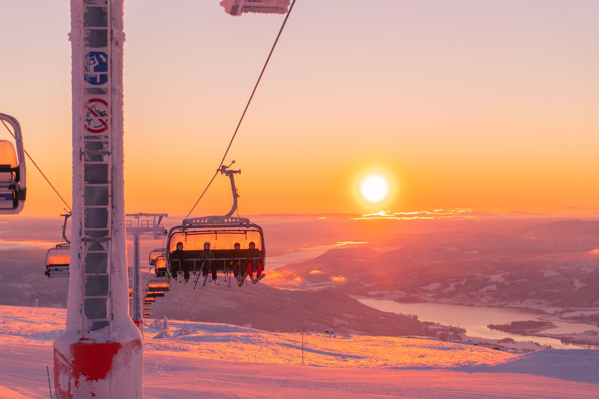 People in a ski lift.