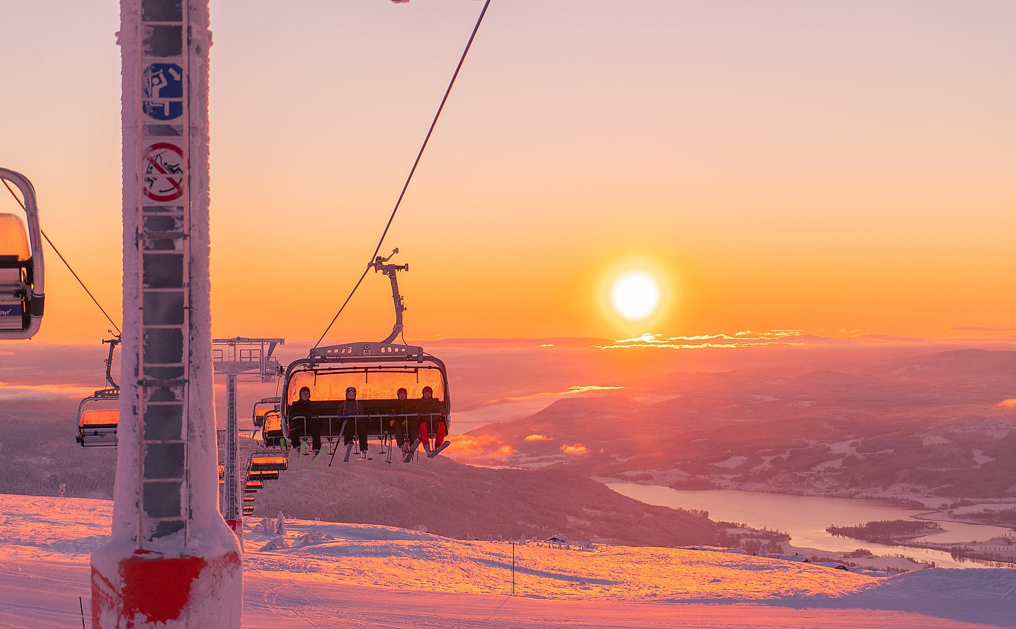 People in a ski lift.