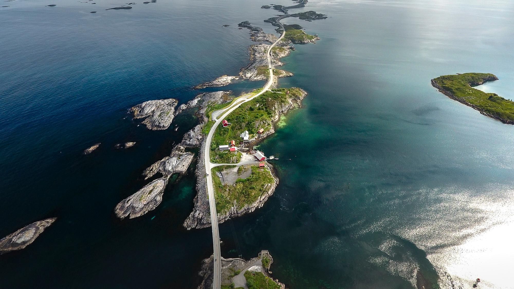 The Atlantic road which meanders though the most western islands out in the open sea, at The northwest