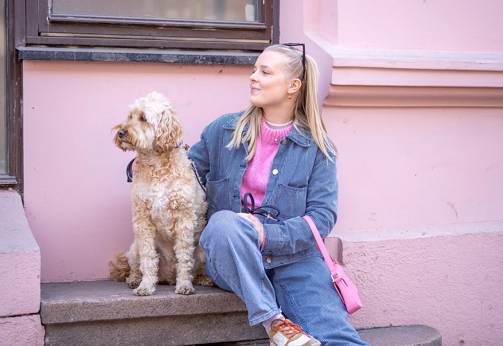 Woman posing with a dog in Oslo, Eastern Norway
