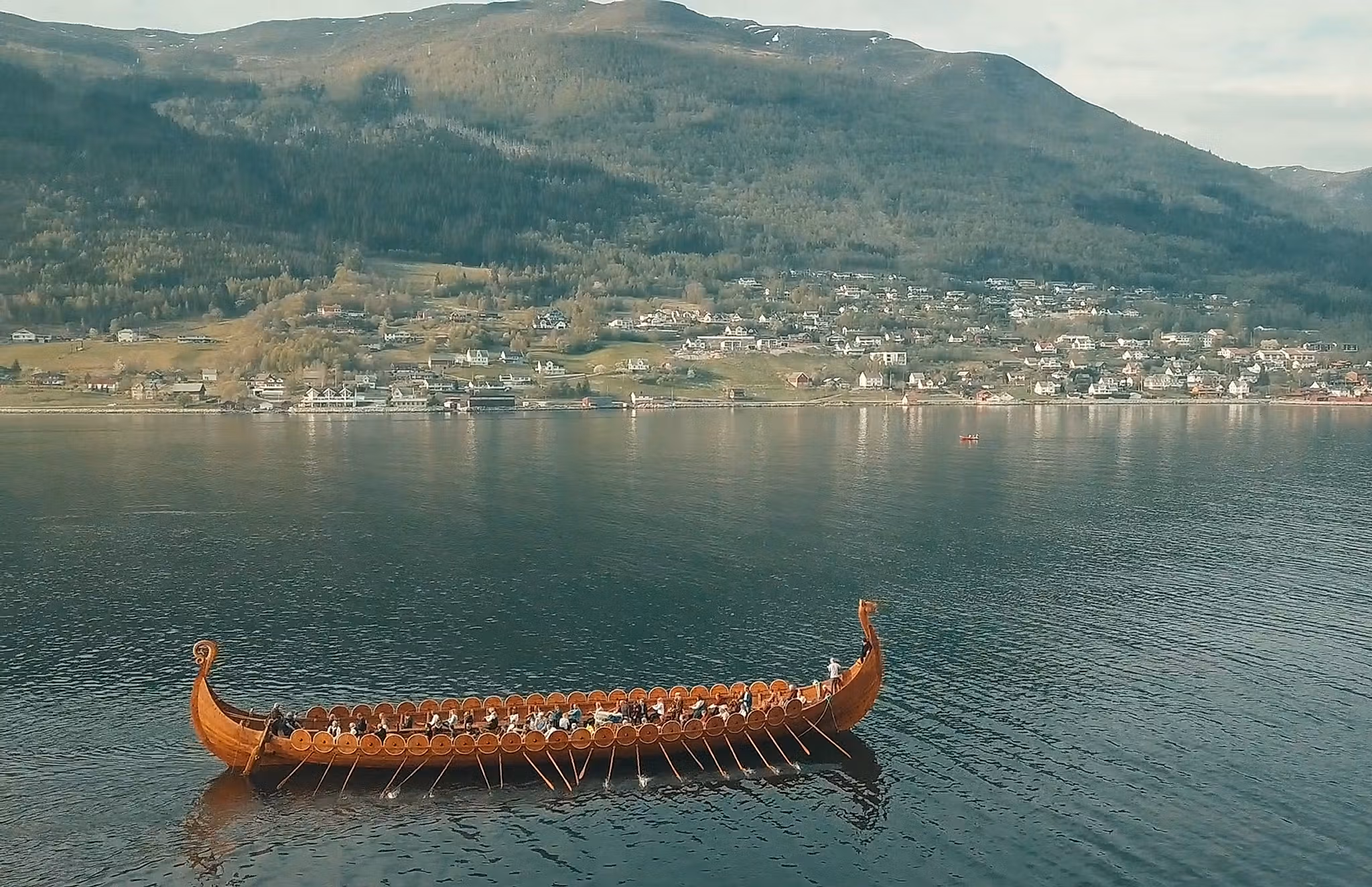 Viking ship Myklebustskipet in Sagastad in Nordfjord, Fjord Norway