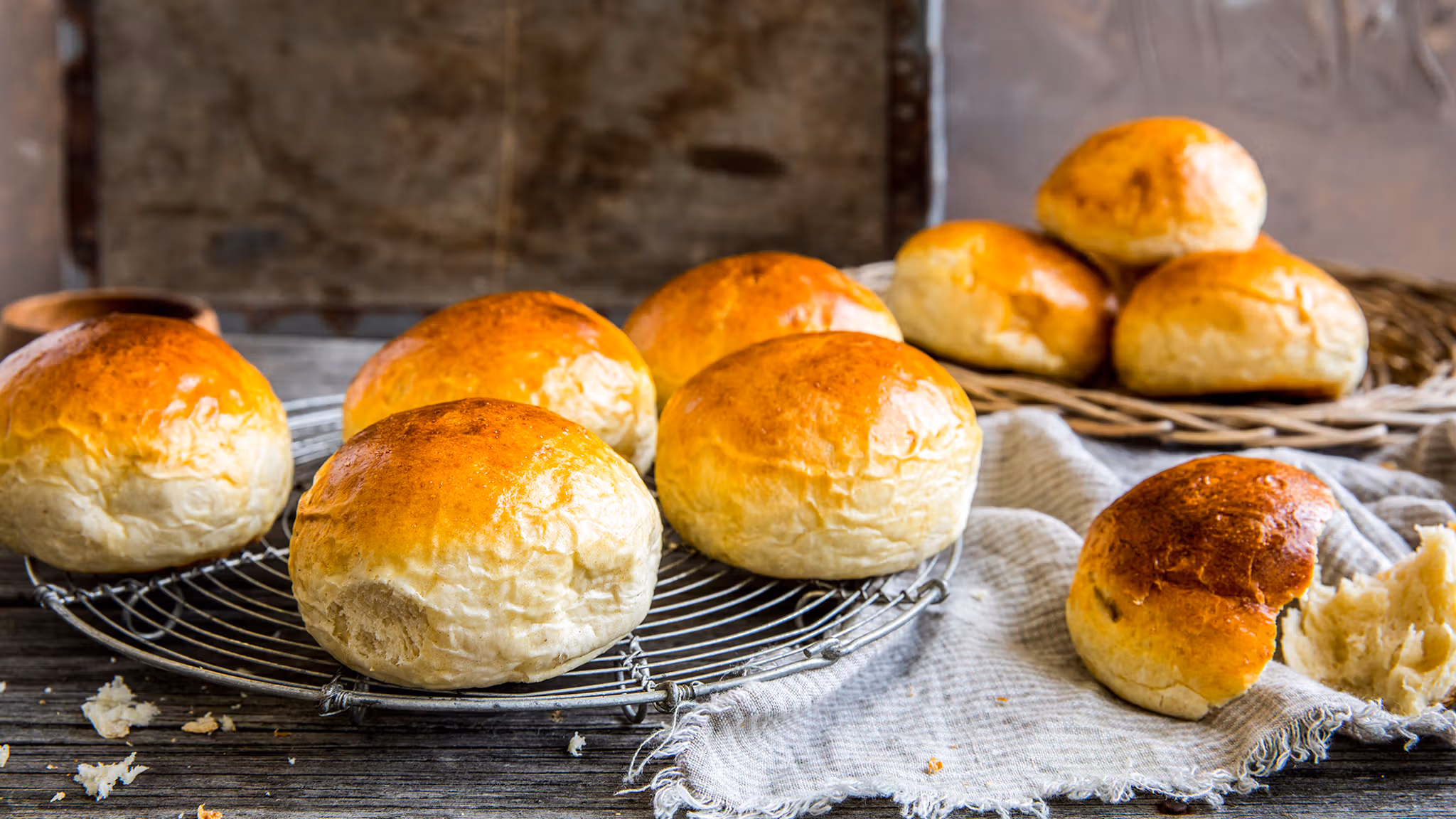 Sweet wheat buns on a platter in Norway