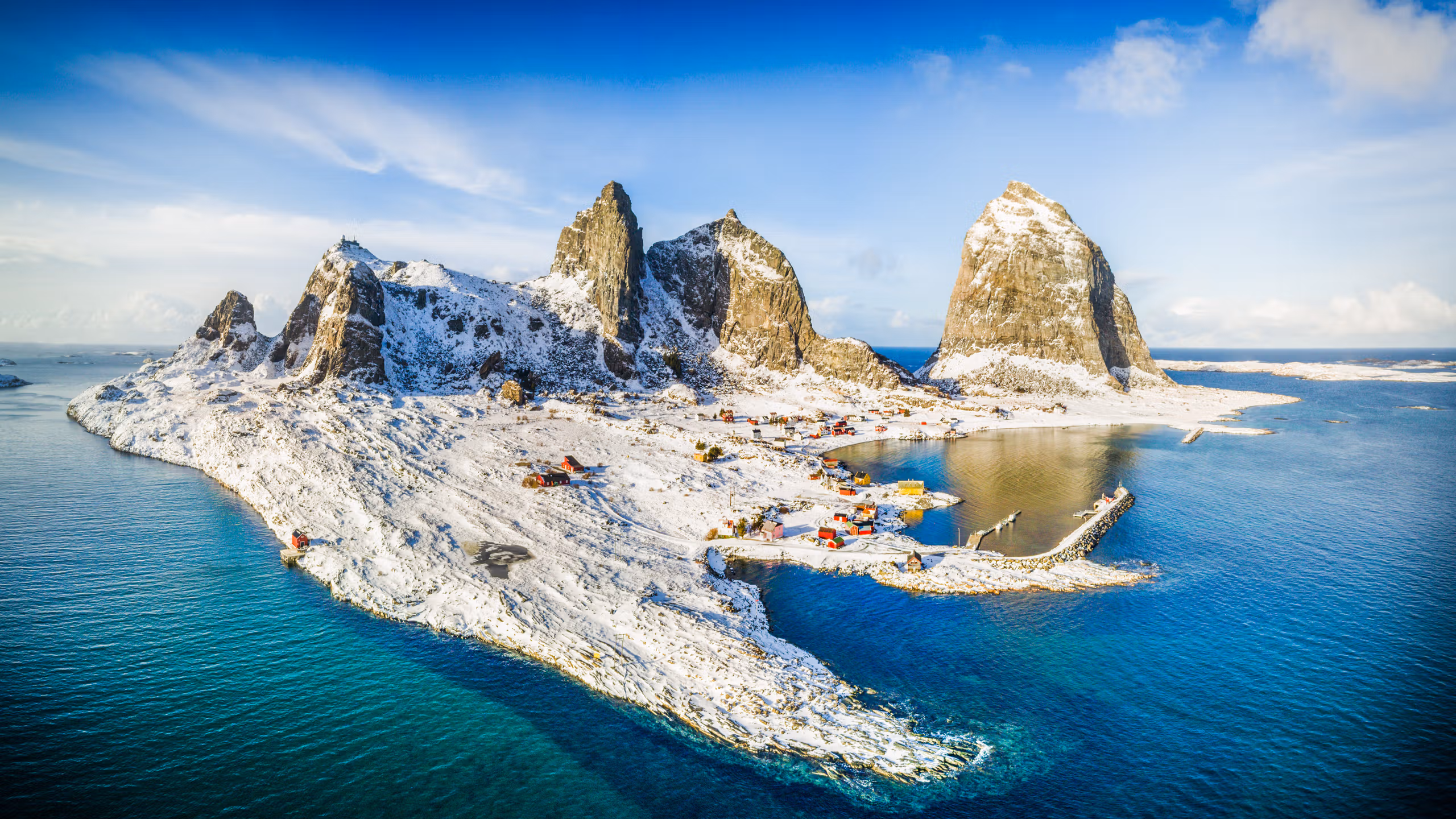 Snow at the the Træna islands in Northern Norway