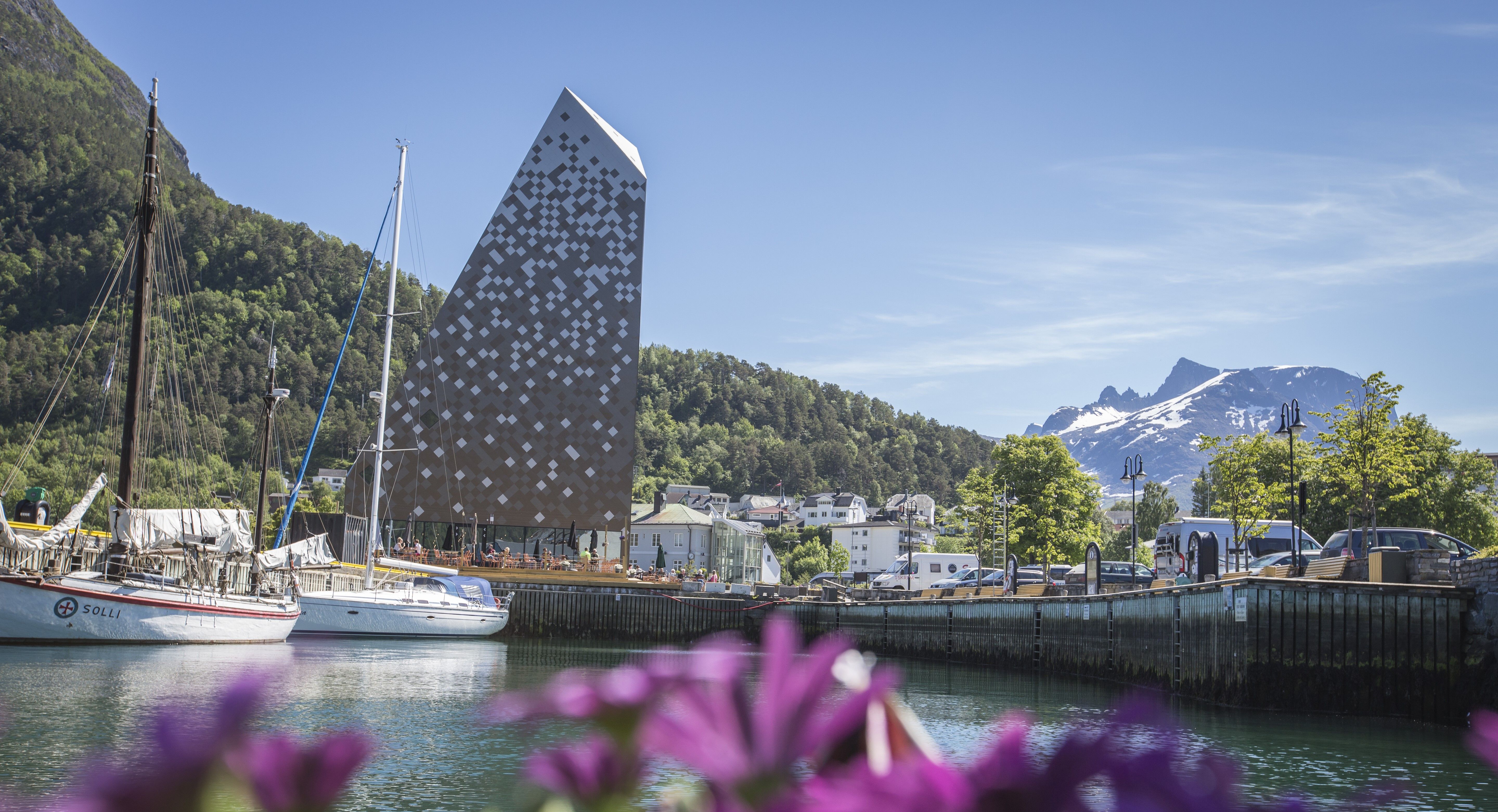 Norsk Tindesenter in the harbour of Åndalsnes in Northwest, Fjord Norway