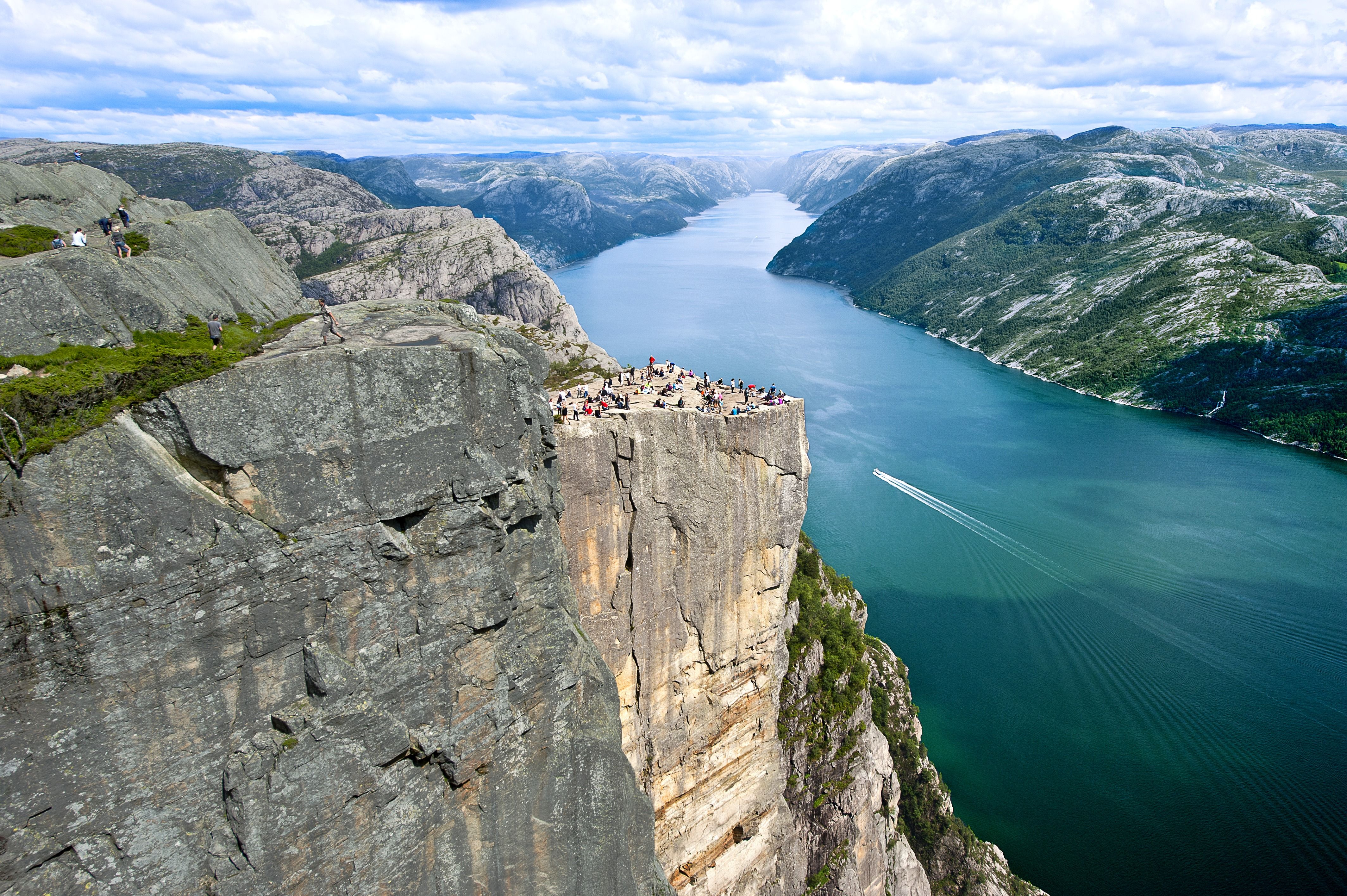 A view of the Pulpit Rock and the Lysefjord below